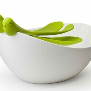 Sparrow Salad Bowl - White-Green