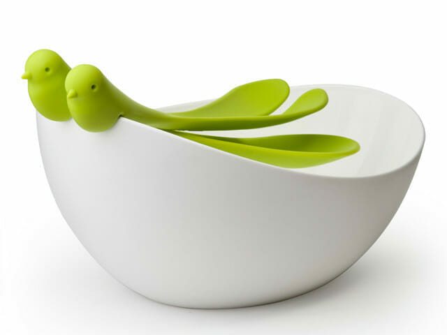 Sparrow Salad Bowl - White-Green 1 Sparrow Salad Bowl - White-Green