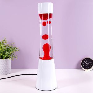 Lavalamp wit met rode lava