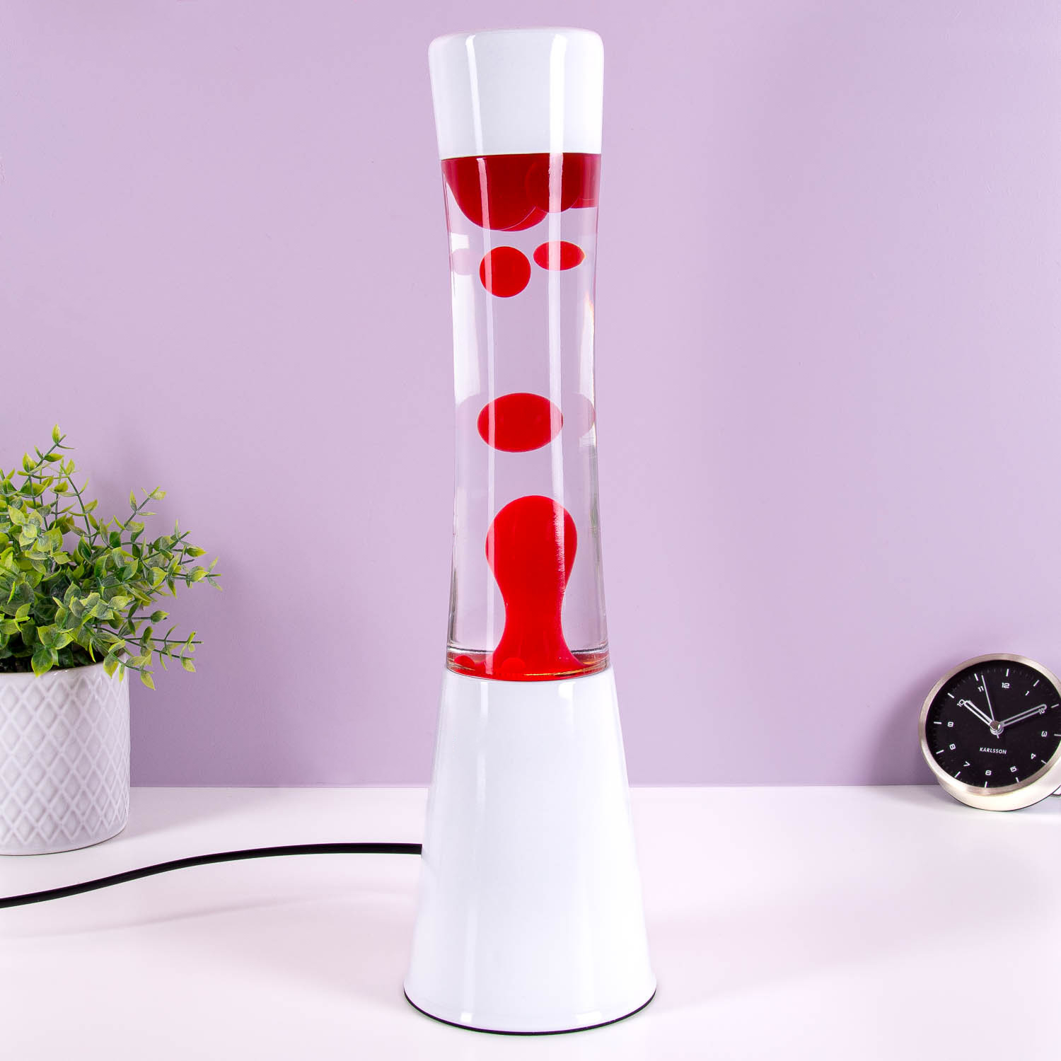 Lavalamp wit met rode lava 1 Lavalamp wit met rode lava