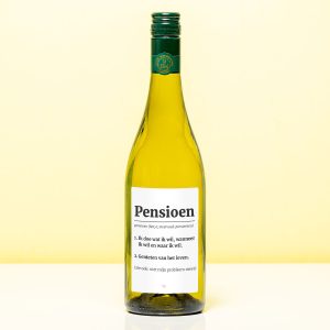 Wijnfles Pensioen Woordenboek - Wit (Sauvignon Blanc)