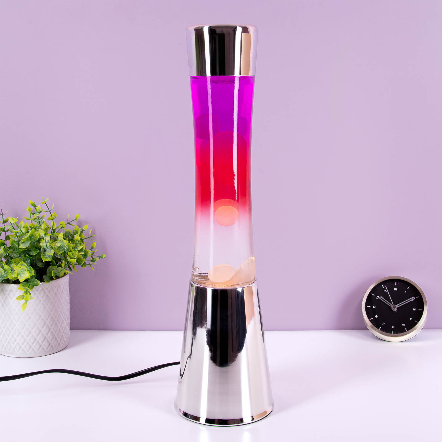 Lavalamp chroom met gekleurd glas 1 Lavalamp chroom met gekleurd glas