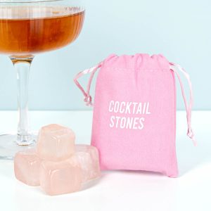 Cocktail koelstenen van rozenkwarts (set van 6)