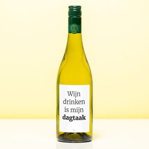 Wijnfles Wijn Drinken Is Nu Mijn Dagtaak - Wit (Sauvignon Blanc)