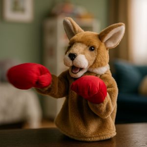 Plush Fighting Kangaroo, 19 x 12 cm, with sound, incl. 2 mic
