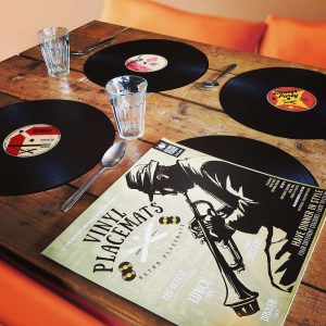 Vinyl Placemats Set van 4 - Retro LP Design - Ø 37 cm - Kleurrijk